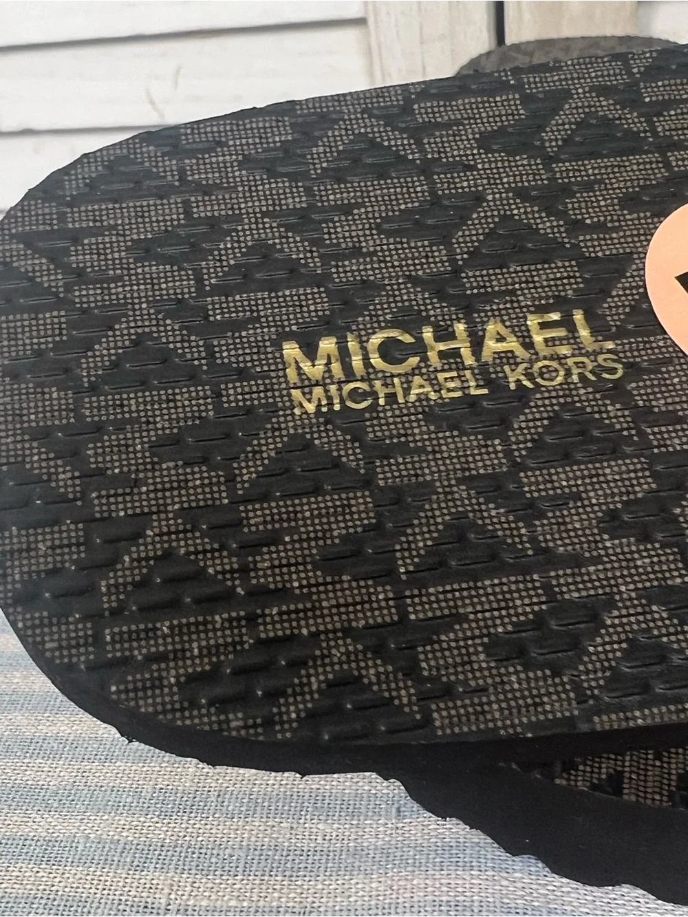 Michael Kors Gold Glitter Logo Flip-Flop Sandals Size 11 New